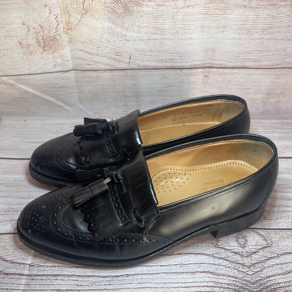 Johnson Murphy Optima Mens 8 D Leather Tassel Shoes Leather Wingtip USA Preppy main image 4